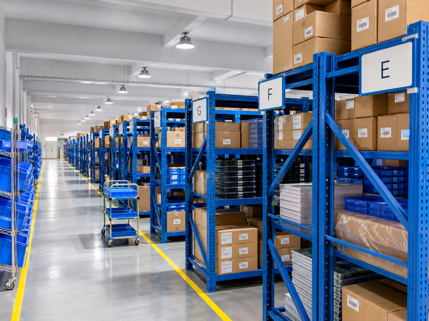Organised stock racks inside Topfulfil's Ningbo warehouse